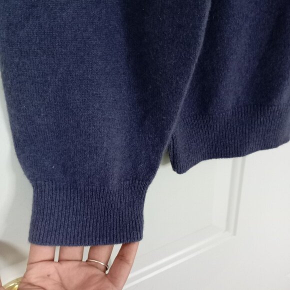 Joseph Abboud Mens V-Neck Sweater L 100% Cashmere Navy Blue - Picture 4 of 8